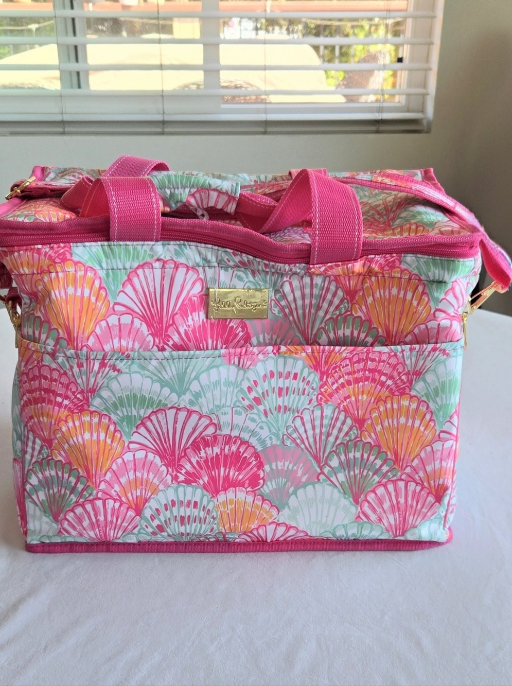 Lilly Pulitzer Floral Cooler Bag Strap Handle Pockets Summer Beach Park Concert